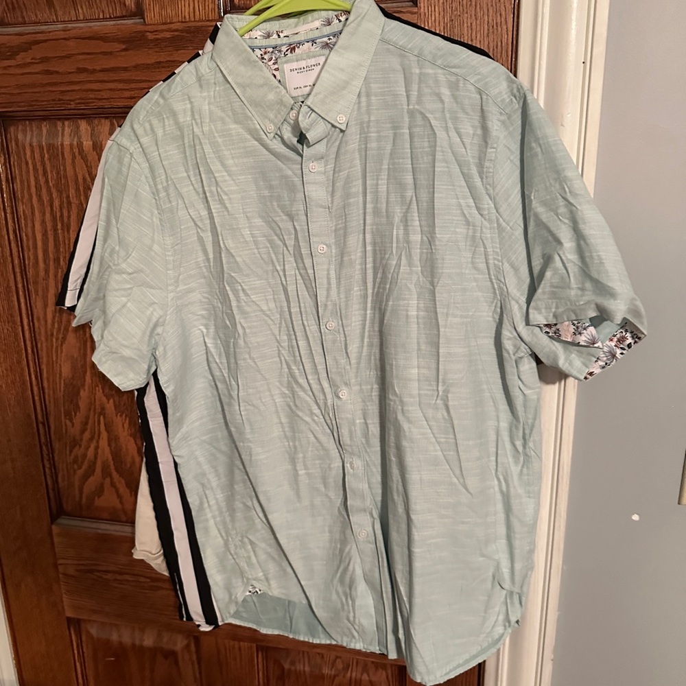 Denim and flower button down